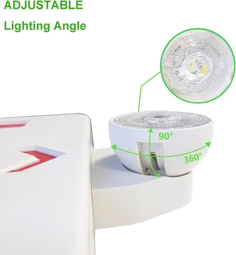 Vista 2 de Señales de salida de emergencia LED rojas, dos cabezas ajustables, CA 120V/277V, carta de salida de doble cara, luces de señal de salida compactas