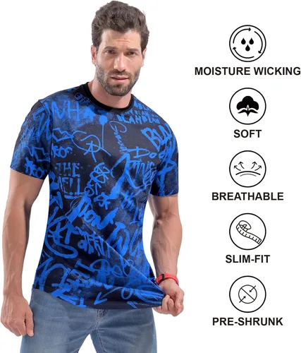 Vista 5 de DEOLAX Camiseta para hombre a la moda con cuello redondo para hombre, camisetas clásicas casuales para hombre, manga corta, hipster, hipster