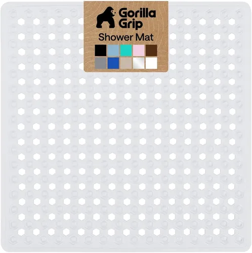 Vista 22 de GORILLA GRIP - Alfombrilla patentada cuadrada para cabina de ducha, alfombrillas pequeñas para el piso de la bañera para duchas de pie, ventosas