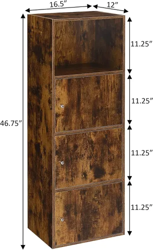 Vista 3 de Convenience Concepts Xtra Storage Gabinete de Tres Puertas con Estante en Acabado de Madera de Nogal