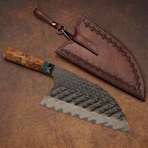 Vista 3 de Cuchillo de cocina chino de acero Skd11 forjado, cortador de mano profesional de 8.5 pulgadas, picador afilado de alta dureza, para carne y verduras