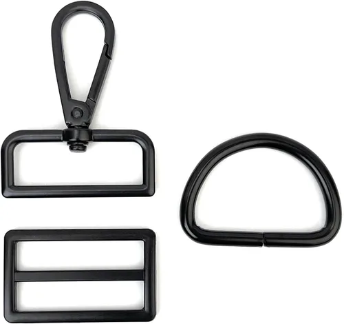 Vista 8 de 15 piezas de herrajes para bolso, ganchos giratorios de servicio pesado con anillos en D para bolso y hebillas deslizantes de tres guías