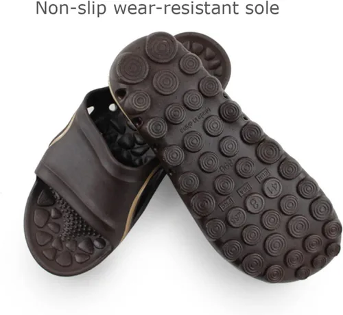 Vista 3 de Zapatos relajantes para masaje de pies, sandalias y pantuflas de masaje de golpes, pantuflas de baño antideslizantes, color negro, 45, masajeador