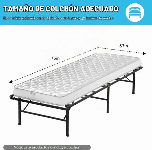 Vista 2 de Marco de cama individual de 14 pulgadas, plataforma de metal, base de colchón individual, sin necesidad de somier, listones de acero resistente