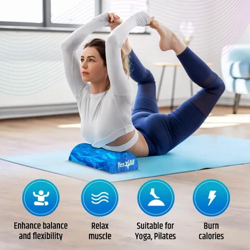 Vista 4 de Yes4All Rodillo de espuma firme de EVA para estiramiento, medio rodillo de espalda de yoga para masaje muscular para pilates, yoga, equilibrio