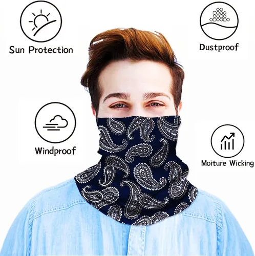 Vista 6 de Polaina para el cuello, bufanda, bandana, cubierta de tubo, pasamontañas, diadema para hombres y mujeres
