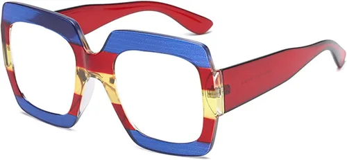 Vista 12 de Lentes de lectura para mujer, marco elegante, diseño cuadrado de gran tamaño, lentes de lectura para mujer Azul