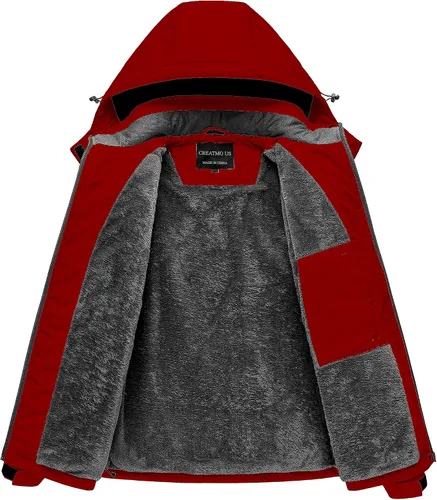 Vista 2 de CREATMO US Chaqueta de esquí impermeable de montaña para mujer, resistente al viento, chaqueta de snowboard cálida para invierno