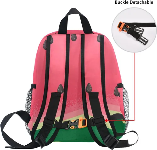 Vista 6 de Mochila escolar para niños pequeños, mochila escolar para niños y niñas, guardería, escuela, jardín de infantes, Sandía, Moderno