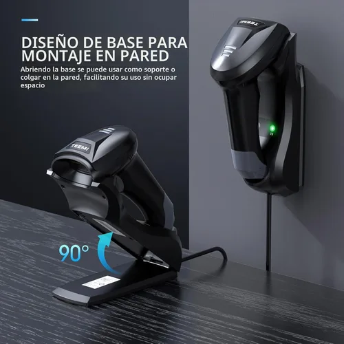 Vista 2 de TEEMI Escáner de código de barras Bluetooth TMSL-56CR con base de carga USB