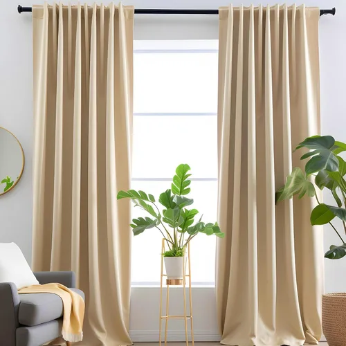 Vista 11 de Cortinas opacas de terciopelo negro para sala de estar, 52 pulgadas de ancho x 63 pulgadas de largo, cortinas opacas de lujo para dormitorio