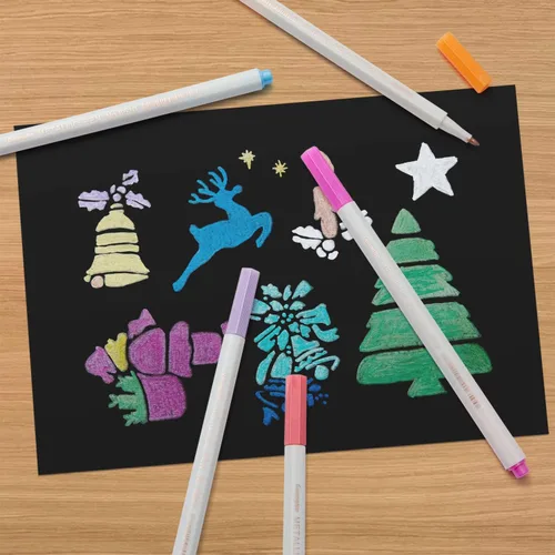 Vista 6 de YUANCHENG Rotuladores Metálicos, Juego de 12 Colores de Punta Fina para Papel Negro, Pintura en Roca, Huevo de Pascua, Calavera de Halloween