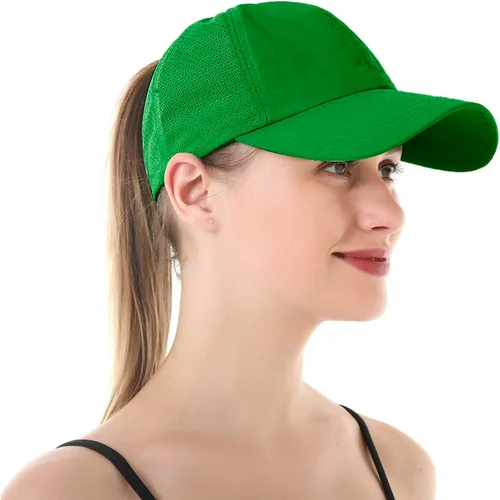 Vista 5 de Muryobao Gorra de béisbol ajustable para mujer, diseño de moño desordenado, de secado rápido