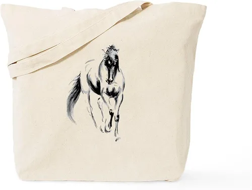 Vista 43 de CafePress Id Rather Be Riding! Bolsa de mano de caballo Bolsa de lona natural, bolsa de compras de tela, Caqui