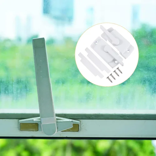 Vista 5 de Hemoton Paquete de 2 cerraduras deslizantes para ventana de doble colgado, cerradura de seguridad y reemplazo para ventanas correderas verticales