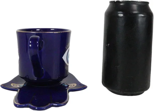 Vista 9 de Ebros Gift Wicca Occult Evil Eye Of Providence With Hamsa Quirología Quirología Palmistry Taza de café Taza de té con platillo Juego de vasos Wicca