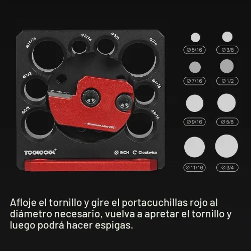Vista 4 de Toolcool Taladro eléctrico Insertos de carburo Dowel Maker Placa cortadora de clavijas de alta velocidad (Imperial 8 agujeros)