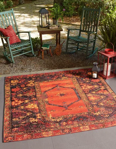 Vista 11 de Unique Loom Colección Outdoor Tribal - Alfombra Quepos (4' 1" Octógono Multi/Negro)