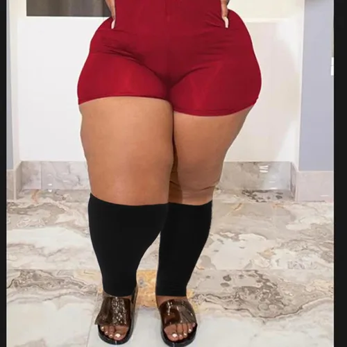 Vista 7 de Mangas de compresión para piernas de talla grande para mujeres y hombres, 15-20mmHg pantorrilla ancha hasta la rodilla mangas de pierna alta