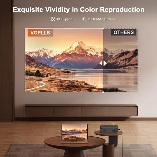 Vista 5 de [2000 ANSI y aplicación con licencia oficial] Proyector inteligente 4K con WiFi y Bluetooth, enfoque automático y Keystone, proyector portátil