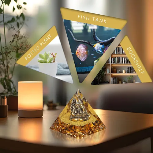 Vista 2 de FENGSHUI-CAISHEN Estatuas de Ganesha en pirámide de organita de cristal curativo, estatua de Ganesh, ídolo de Ganesha, figura de Ganapati Ganesh