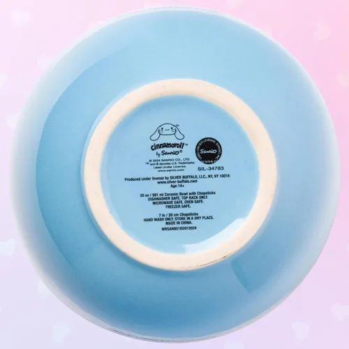 Vista 157 de Silver Buffalo Hello Kitty y sus amigos Chococat - Tazón de cerámica para ramen y arroz con palillos, patrón a cuadros, apto para microondas, 20