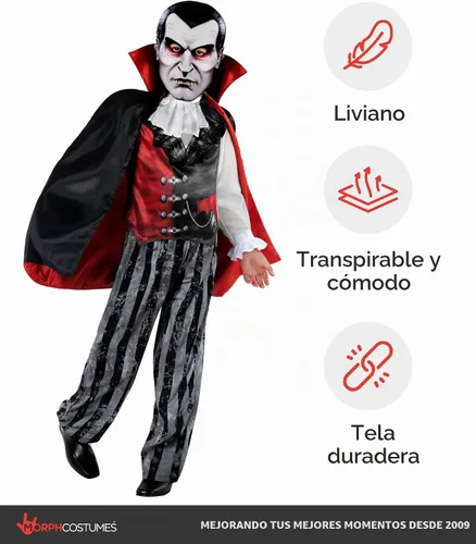 Vista 7 de Morph Evil Count - Disfraz de vampiro para niños, disfraz de vampiro para niños, disfraz de Halloween aterrador para niños Drácula