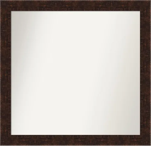 Vista 56 de Amanti Art Espejo de baño de bronce para sobre fregadero, 24 x 24 pulgadas, espejo de tocador cuadrado estrecho de bronce Manhattan, marco de madera