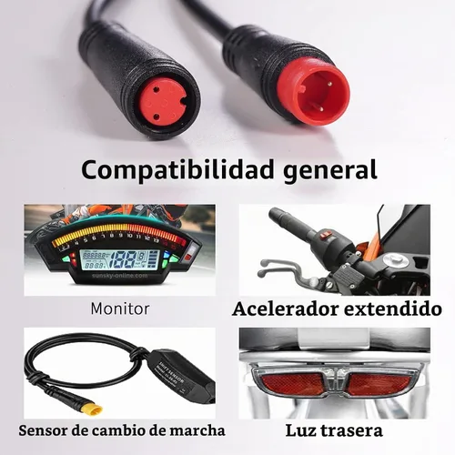 Vista 4 de Cable de extensión de 2 pines, 3 pines, 4 pines, 5 pines, 6 pines, 8 pines, 9 pines, enchufe impermeable, funciona para luz de bicicleta eléctrica