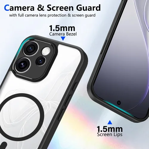 Vista 95 de Funda magnética transparente compatible con Xiaomi 17T, color negro 2 en 1 PC + TPU cubierta de teléfono a prueba de golpes, carcasa protectora