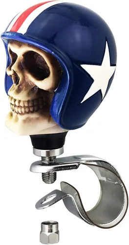 Vista 3 de Perilla de refuerzo para automóvil Suicide Spinner estilo calavera caballero para volante, mango de agarre de control de giro, se adapta a