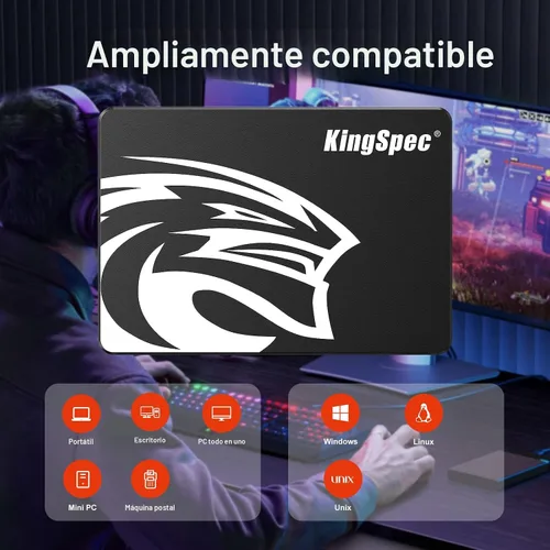 Vista 3 de KingSpec 128 GB 2.5 SSD SATA III interno - 550 MB/s de lectura, 520 MB/s de escritura con Flash NAND 3D, para actualización de PC de escritorio