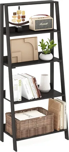 Vista 19 de Furinno Estantería para libros de 4 niveles, estante de escalera de marco abierto, pino ámbar Estantería de almacenamiento de pie de 10.9 x 23.6 x