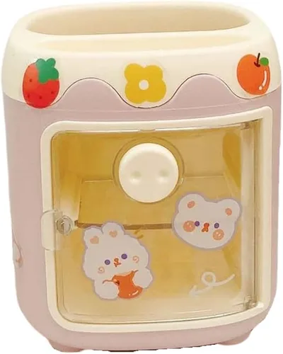 Vista 10 de MLAFE Kawaii Portalápices de Cerdo Lindo Cubo de Almacenamiento de Cosméticos Kawaii Cubo de Almacenamiento Multifuncional Cubo de Papelería de Azul
