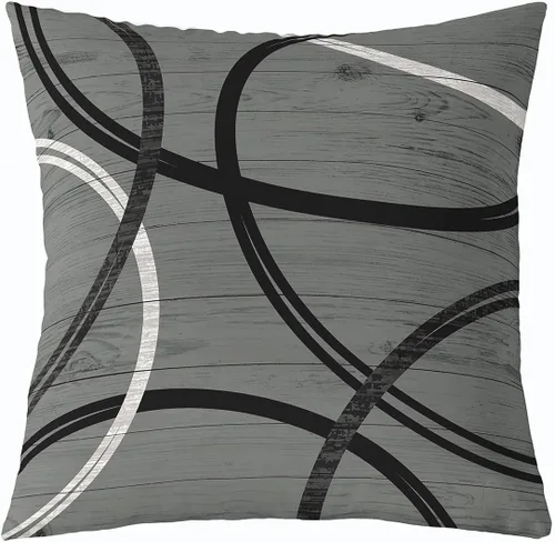 Vista 49 de Funda de almohada moderna con estampado de líneas geométricas de doble cara de 16 x 16 pulgadas, funda de almohada cuadrada suave con remolinos