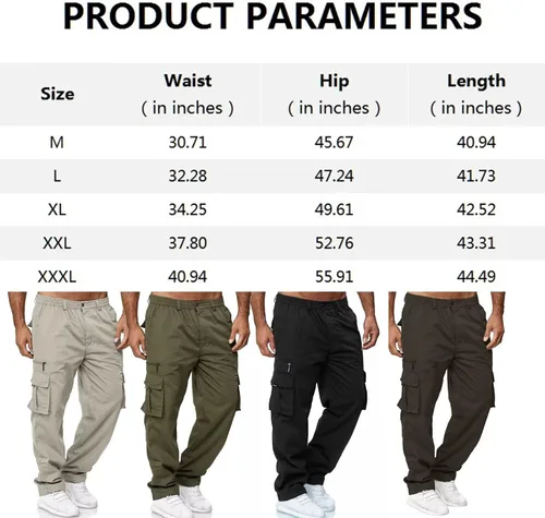 Vista 8 de Pantalones de carga para hombre, ligeros, tácticos, para senderismo, ajuste clásico, múltiples bolsillos