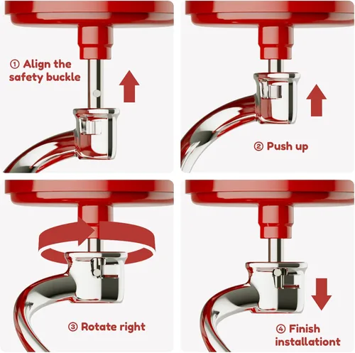 Vista 4 de Gancho de masa en espiral de acero inoxidable para batidora de pie KitchenAid, gancho para pan, se adapta a batidoras de pie con tazón elevable