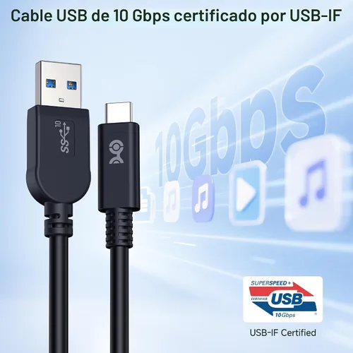 Vista 2 de Cable Matters [Certificado USB-IF] Cable USB a USB C de 10 Gbps Gen 2, 3.3 pies