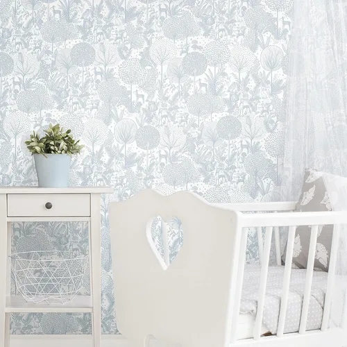 Vista 2 de RoomMates RMK12075RL Sea Blue Forest Friends - Papel tapiz para guardería, rollo