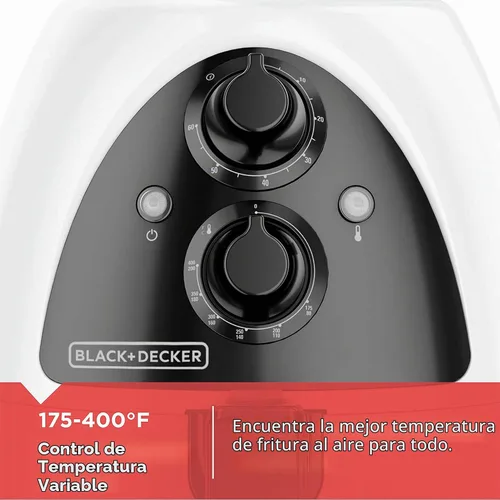 Vista 2 de Black + Decker HF110SBD freidora purificadora de 2 lt de acero inoxidable en color negro, Blanco