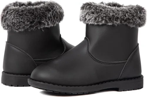 Vista 3 de Botas de piel de vestir para niñas, botines cortos de moda para invierno, otoño, zapatos clásicos con cremallera lateral