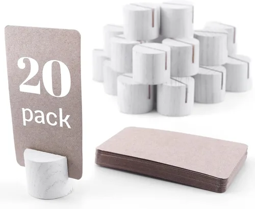 Vista 8 de Paquete de 20 mini soportes de madera para números de mesa, tarjeteros de lugar, tarjeteros de mesa de comedor, tarjeteros de identificación