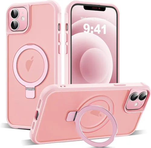 Vista 188 de SKYLMW - Funda compatible con iPhone 11 de 6.1 pulgadas, con soporte magnético invisible tipo anillo, funda translúcida de grado militar, compatible