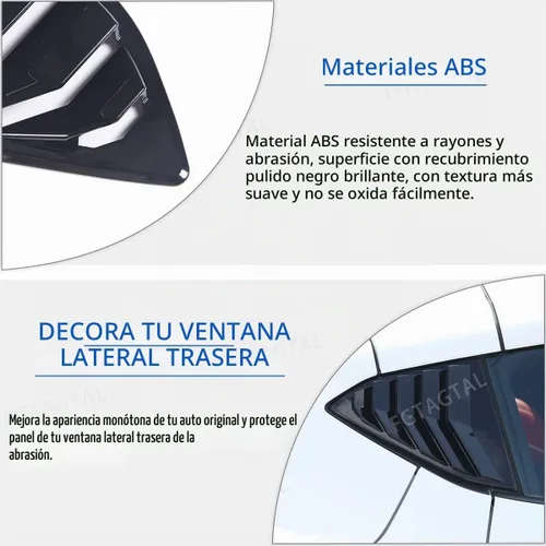 Vista 3 de Cubierta de persiana lateral trasera compatible con Chevrolet Corvette C8 2020-2025, cubierta de ribete de persianas de ventana trasera, accesorios
