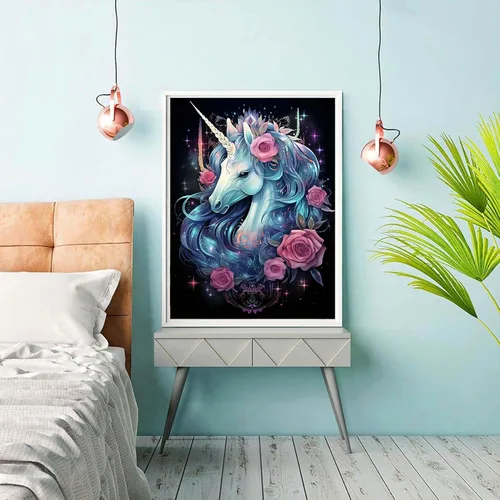 Vista 3 de Reofrey Kits de arte de diamantes de bricolaje para adultos, caballos, animales, taladro completo, redondo, diamantes de imitación, kit de pintura