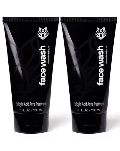 Vista 7 de Black Wolf Paquete de gel hidratante sin aceite y lavado facial para piel grasa, limpieza profunda, paquete de 2 piezas, polvo de carbón y ácido