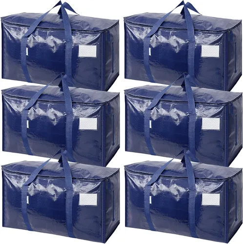 Vista 36 de TICONN Paquete de 2 bolsas de mudanza extra grandes resistentes con cremalleras y asas de transporte, bolsas de almacenamiento duraderas