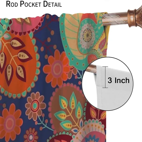 Vista 35 de Cortinas opacas con estampado de flores de cachemira, estampado de cachemira sobre fondo blanco, para decoración del hogar, cocina, restaurante