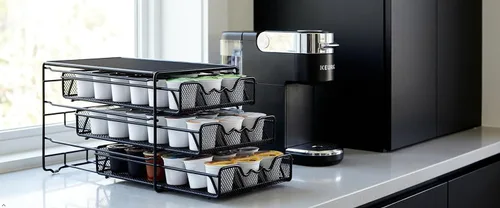 Vista 2 de Deco Brothers Cajón con soporte para K-Cup de 3 niveles para almacenamiento de 54 cápsulas de café, color negro