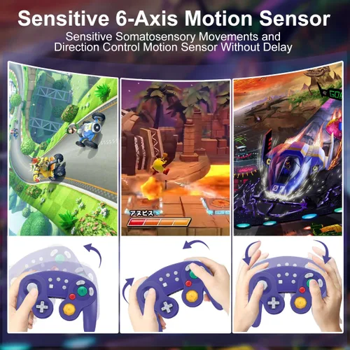 Vista 4 de ADHJIE Gamecube Controller for Switch Nintendo,Wireless Gamecube Switch Pro Controller for Nintendo SwitchPCSteam,6-Axis Gyro Motion,One-Button Wake